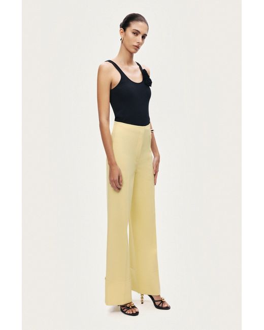 Nocturne Natural High-Waist Tailored Wide-Leg Pants