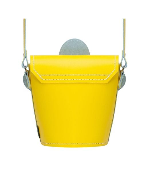 Zatchels Yellow Handmade Leather Daisy Barrel Bag