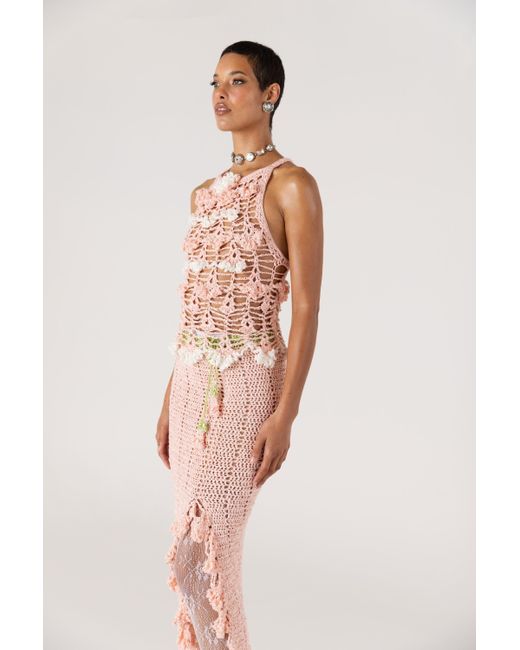 Andreeva Pink Chrysanthemum Handmade Crochet Top