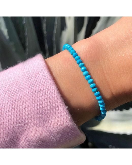 Kris Nations Blue Faceted Gemstone Beaded Bracelet for men