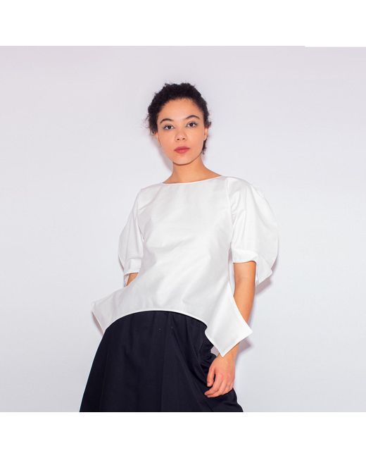 Bianca Popp White Puff Blouse With Flaps