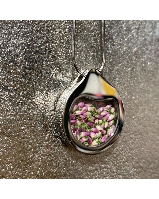 My Little Nature Blue Designer Jewelry Handcrafted Necklace With Scottish Heather Flower Blossoms