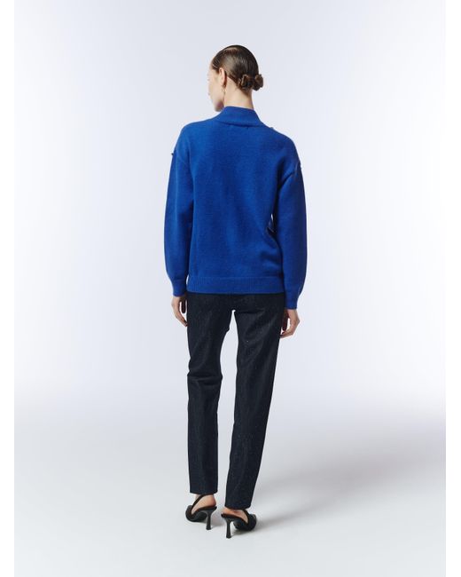 Sour Figs Blue Gemstone-Embellished High-Neck Jumper