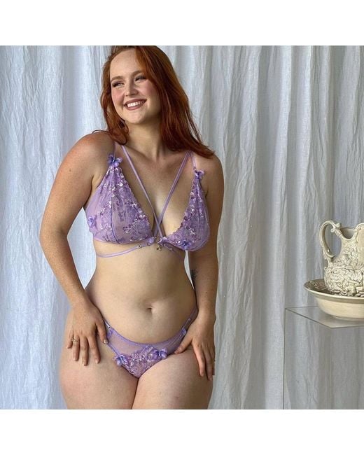 Empress Mimi Purple Madame X Lilac Lace Panty With Butterfly Detail