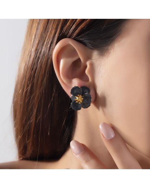 Milou Jewelry Gray Blossom Flower Earrings