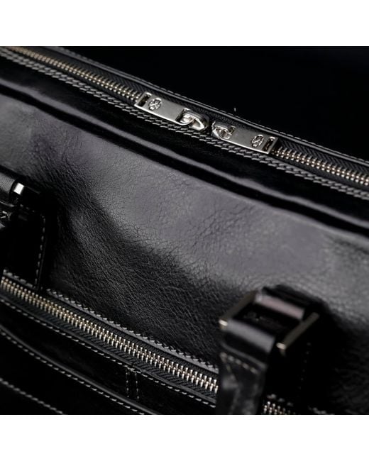 Time Resistance Black Leather Briefcase Laptop Bag for men
