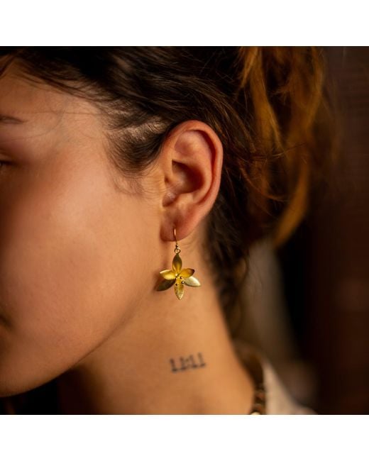Ebru Jewelry Yellow Lotus Blossom Vermeil Earrings