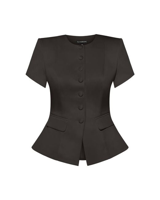 Tia Dorraine Black Romantic Glow Short Sleeves Blazer