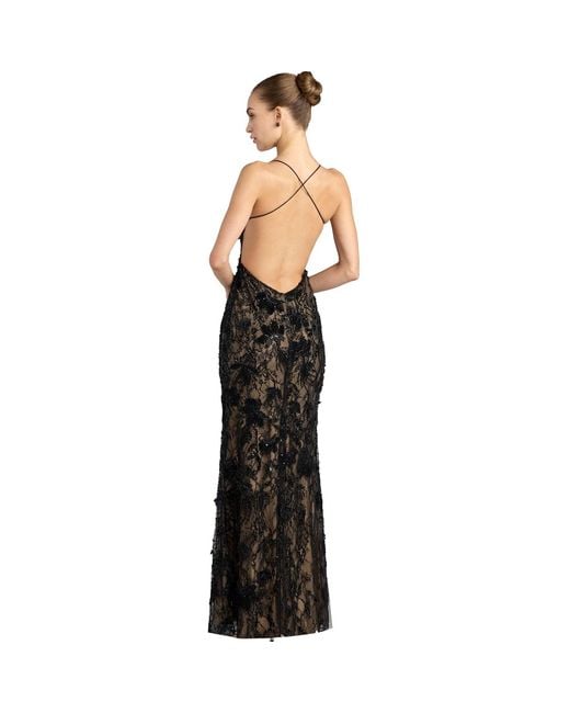 Mac Duggal Black Sleeveless Embellished Open Back Column Gown