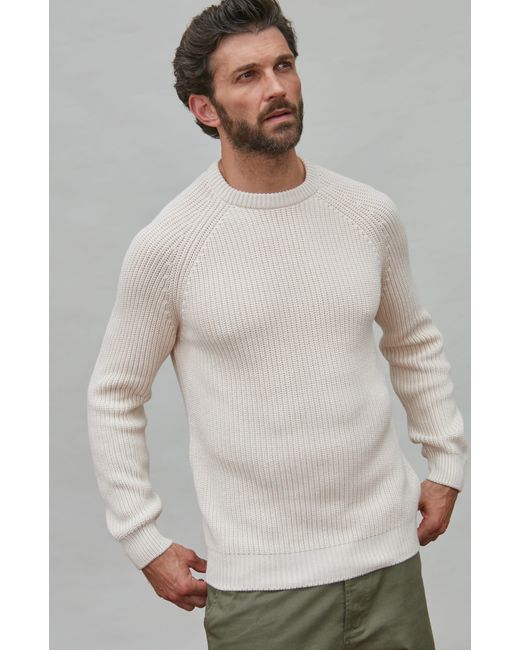 Paul James Knitwear Pink Neutrals Heavyweight Cotton Clark Fisherman Rib Knit Jumper for men