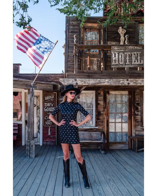 Jennafer Grace Black Paisley Villain Mockneck Mini Dress