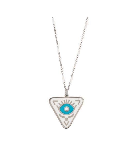 Ebru Jewelry Blue Calming Evil Eye Sterling Silver Necklace