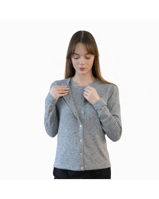 Nuvv Collection Blue Fine Knit Cardigan With Buttons Wool & Cashmere Blend Italian Yarn