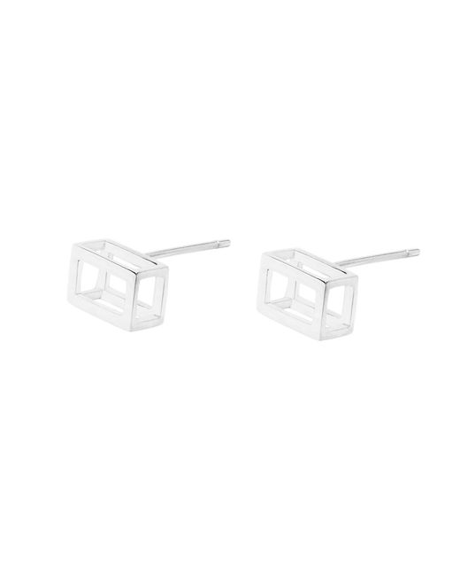 Sheida Farrokhi White Rectangle Stud Earrings