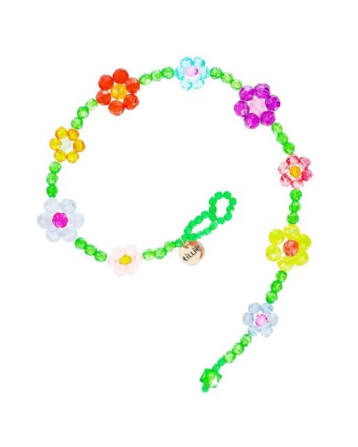 Tillie Beads Green Handmade Floral Beaded Necklace – Vibrant Garden-Inspired Statement Piece