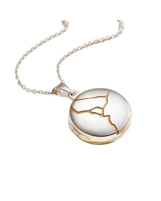 Posh Totty Designs Metallic Kintsugi Small Round Locket Necklace