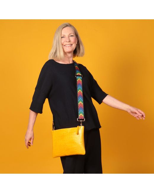 SJW BAGS LONDON Yellow Croc-Embossed Leather Bag