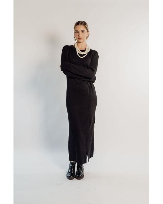 Rave on Trend Black Knot Detail Knitted Maxi Dress