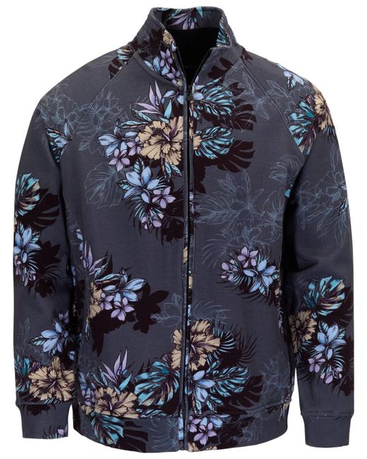 Lords of Harlech Blue Neville Exotic Floral Printed Zip Jacket for men