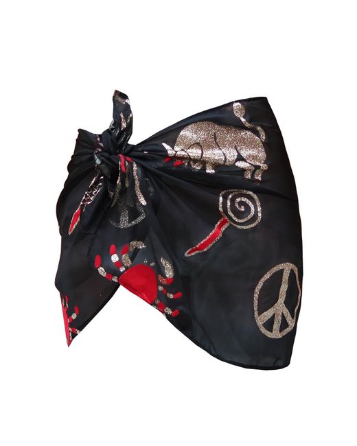 GeeGee Collection Black Super Rocker Silk Beach Skirt