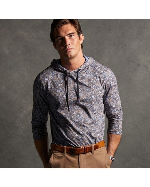 Lords of Harlech Blue Horatio Trippy Paisley Printed Hoodie for men