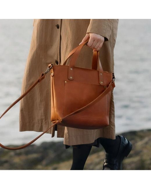 Hides Leather Co. Brown Handmade Mini Tote Hazelnut Crossbody Bag
