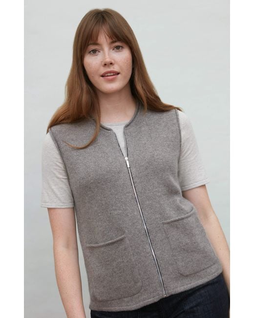 Paul James Knitwear Gray Neutrals Lambswool Larkspur Knitted Gilet