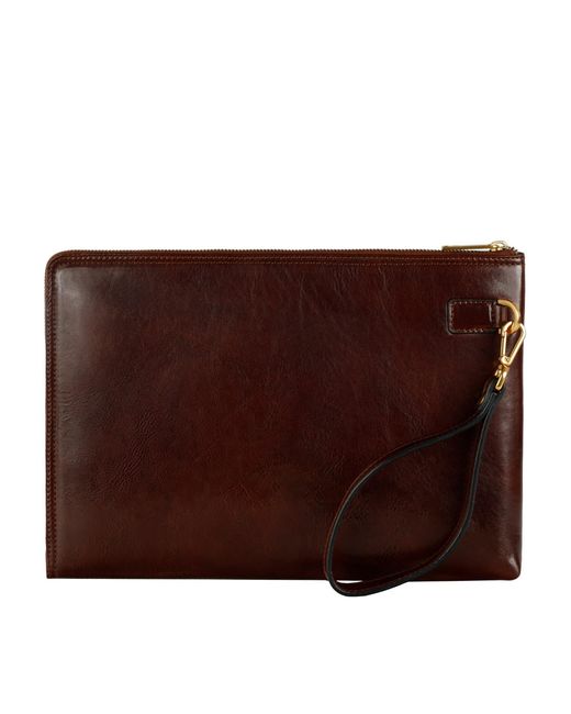 Time Resistance Brown Leather Clutch Purse for men
