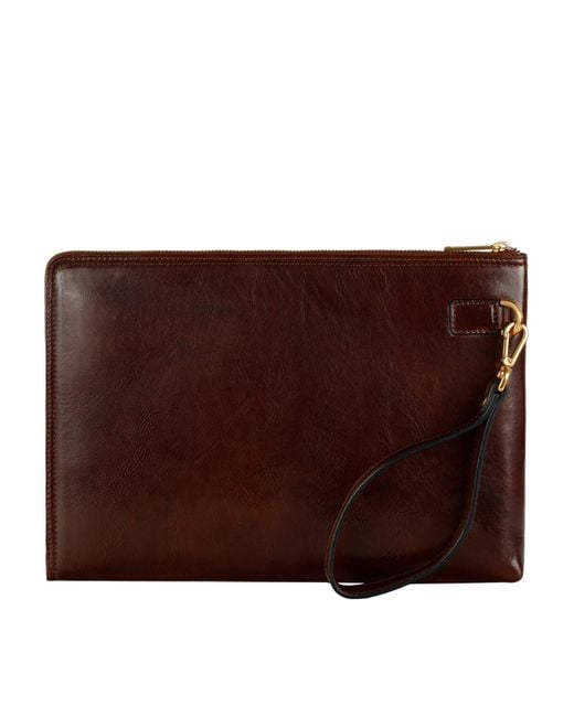 Time Resistance Brown Leather Clutch Purse for men