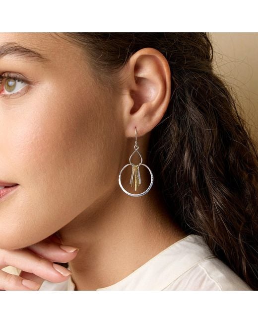Isla Silver Metallic Mixed Metal Textured Tassel Drop Earrings