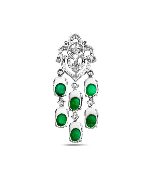 Artisan Green Natural Emerald Diamond Chandelier Earrings Handmade Jewelry