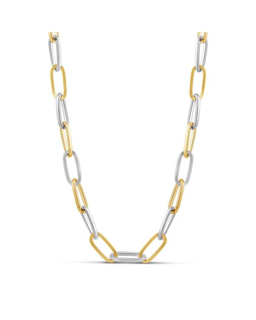 SHYMI Metallic Ten Mm Two Tone Oval Paper Clip Necklace