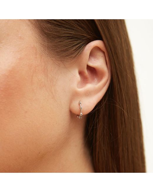 Spero London Metallic Seven Bead Sterling Hoop Earrings
