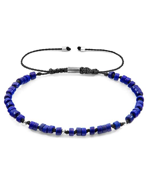Anchor and Crew Blue Percy & Stone Skinny Macrame Bracelet for men