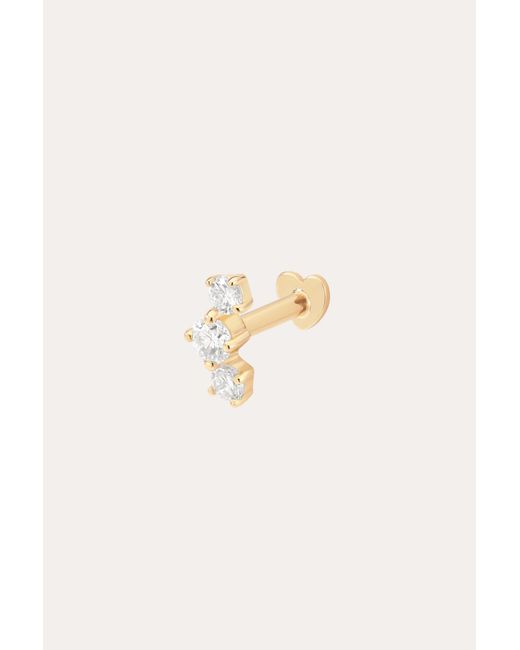 Vanhi Metallic 14K Solid Lab-Grown Diamond Curved Trio Flat Back Stud