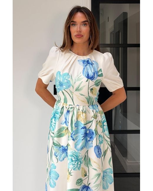 Girl In Mind Blue Janet Floral Midi Dress
