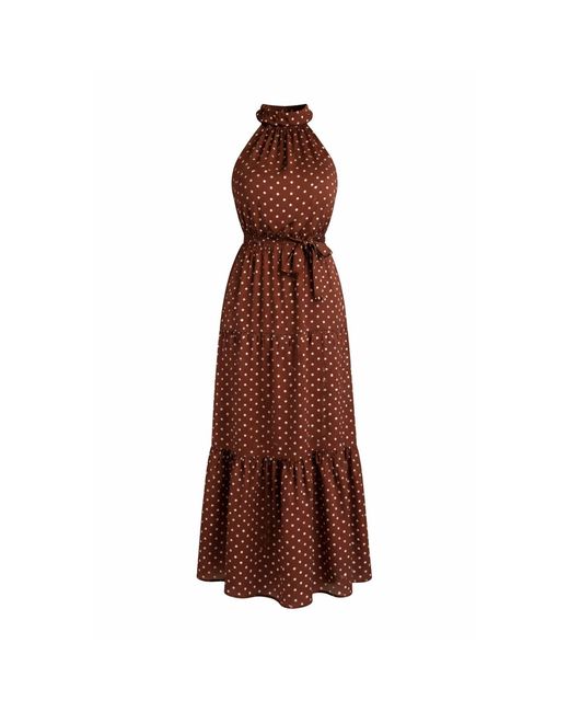 Girl In Mind Brown Zaynab Halterneck Tiered Maxi Dress Spot