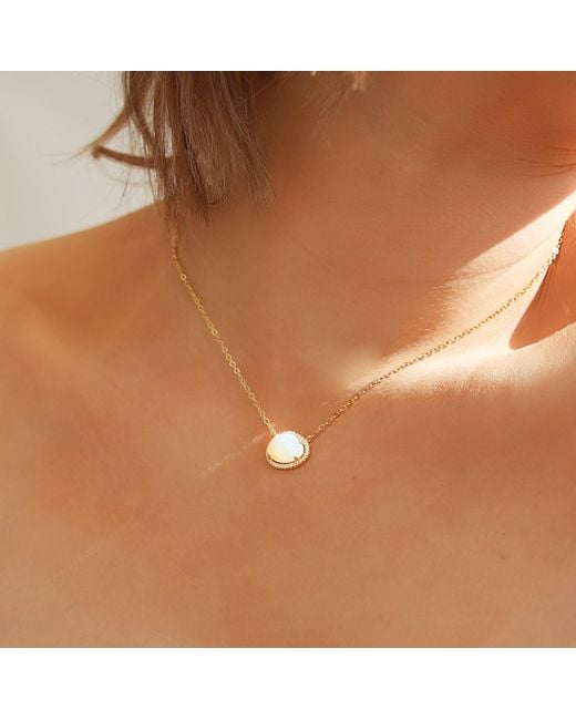 Luna Charles Metallic Bianca Moonstone Pendant Necklace
