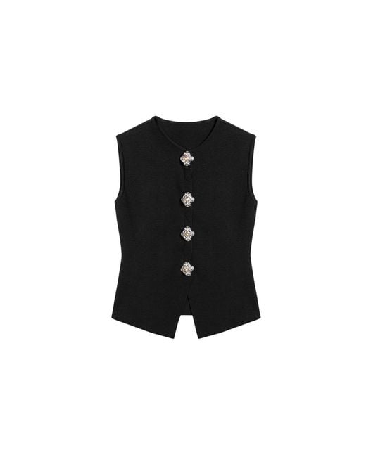 Nocturne Black Embellished Sleeveless Knit Top