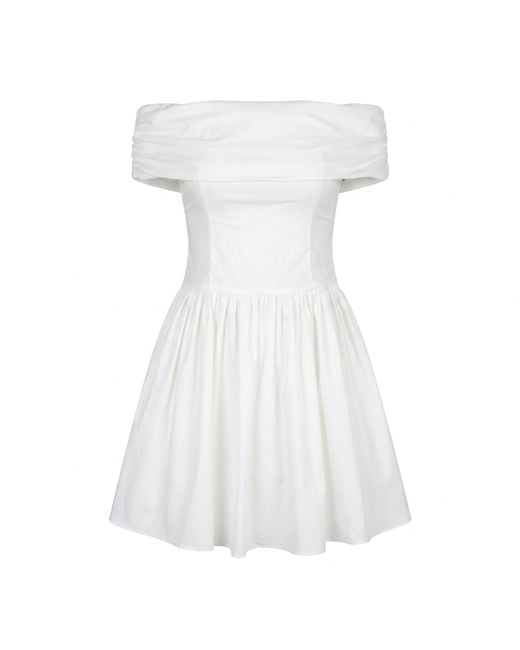 Modenaire White Neutrals Off Shoulder Mini Dress Sculpted Bodice