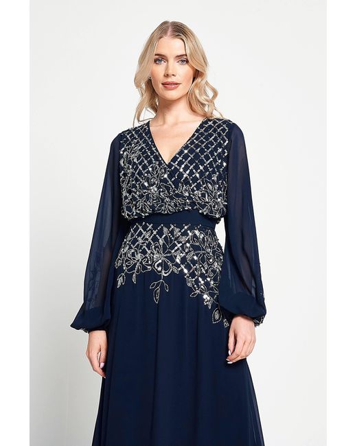 Frock and Frill Blue Kaira Sequin Maxi Dress