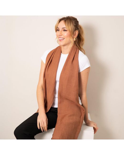 Alie Street London Brown Aurielle Silk Wool Scarf Mocha Mousse