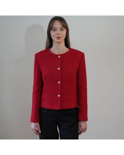Nuvv Collection Red Casual Tweed Buttoned Jacket