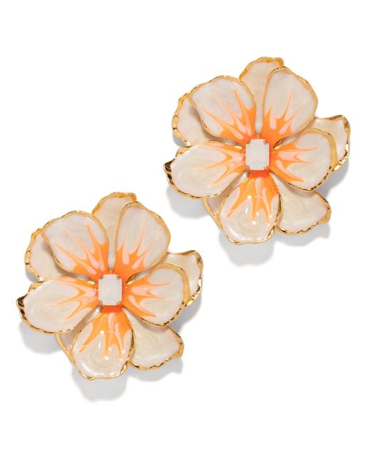 The Pink Reef Orange Large Jewel Box Floral Earrings