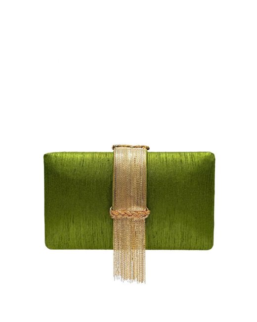 Simitri Green Fringe Clutch