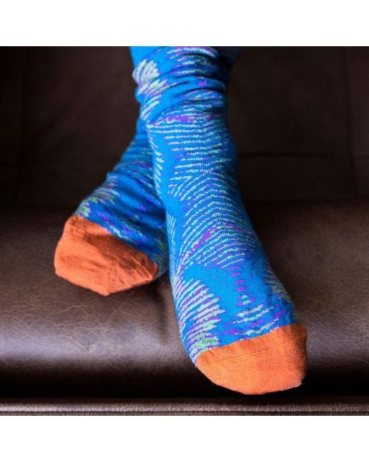 Essien & Emre Blue Pavo Pattern Wool Socks