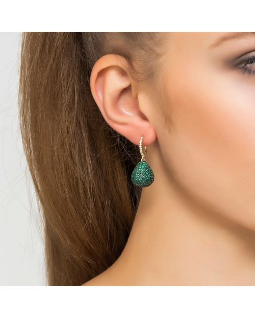 Latelita London Green Valerie Pear Drop Gemstone Earring Emerald