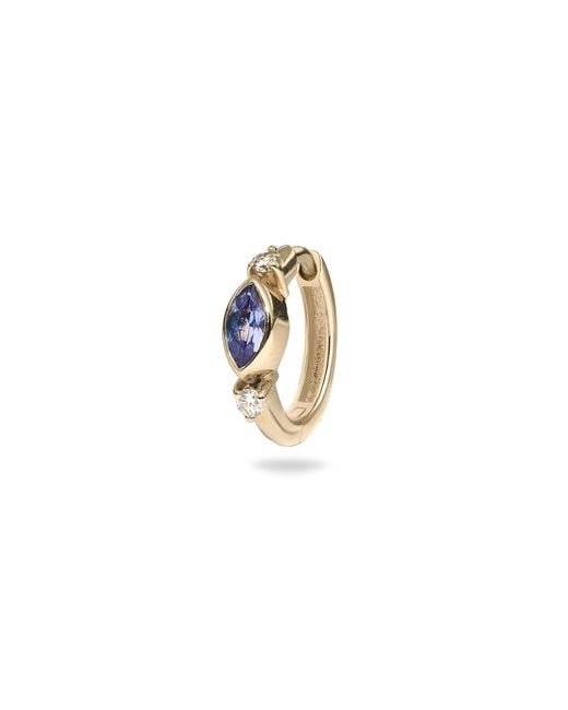 Zohreh Metallic Tanzanite & Diamond Huggie Hoop Earring 9K