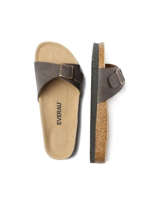 EverAu Australia Brown Swan Leather Easy Slip-On Sandals