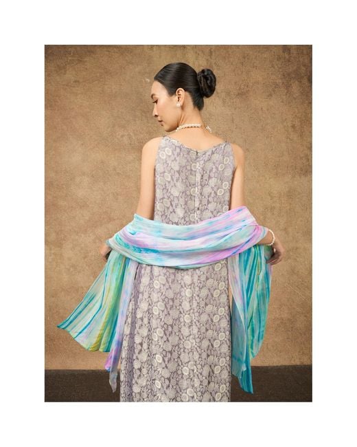 Silk and Bears Blue Pastel Brushstroke Silk Scarf – Hand-Dyed Mulberry Silk